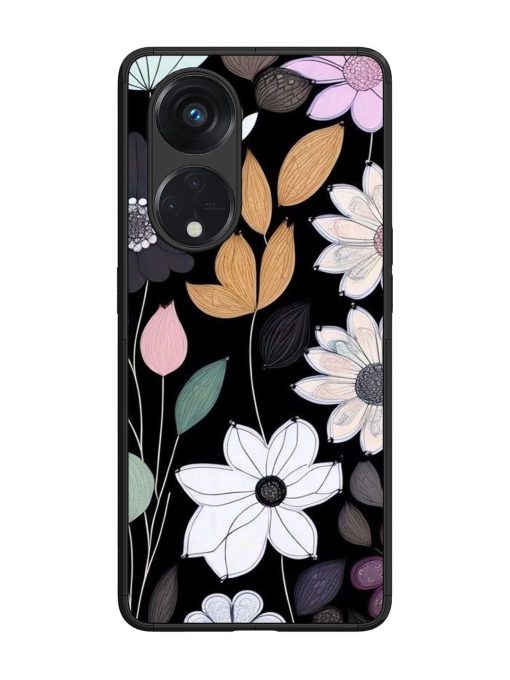 Whimsical Blooms On Black Glossy Soft Edge Case for Oppo Reno 8T (5G) Chachhi