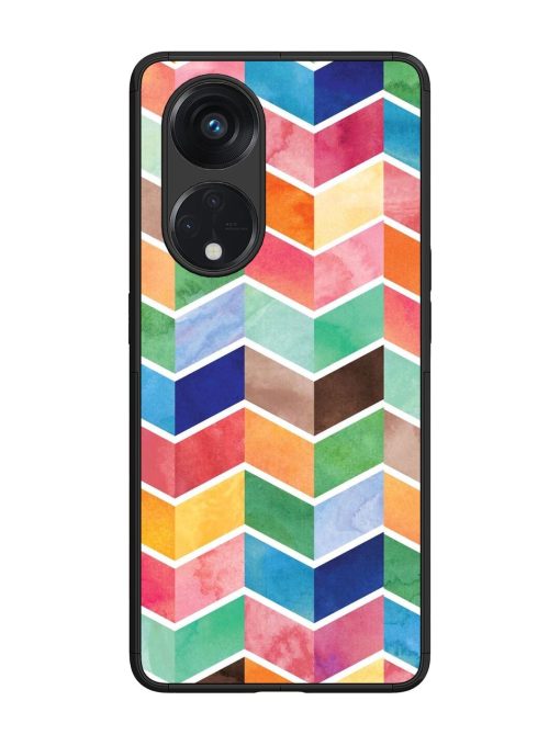 Watercolor Chevron Whimsy Glossy Soft Edge Case for Oppo Reno 8T (5G) Chachhi