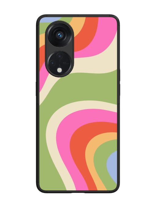 Wavy Rainbow Wonderland Glossy Soft Edge Case for Oppo Reno 8T (5G) Chachhi