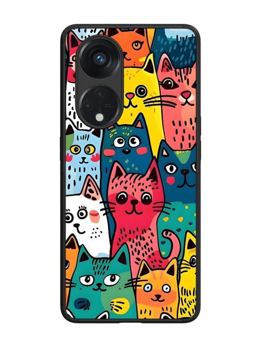 Feline Frenzy Glossy Soft Edge Case for Oppo Reno 8T (5G) Chachhi