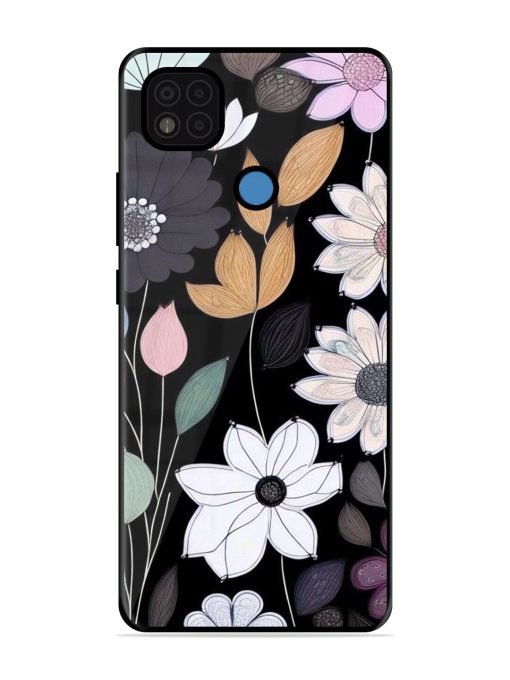 Whimsical Blooms On Black Glossy Soft Edge Case for Poco C31 Chachhi