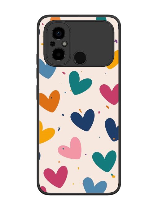 Rainbow Hearts Glossy Soft Edge Case for Poco C55 Chachhi