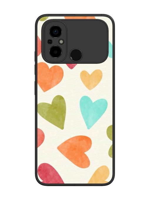 Watercolor Hearts Glossy Soft Edge Case for Poco C55 Chachhi