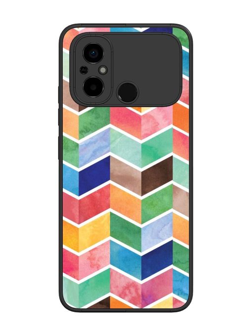 Watercolor Chevron Whimsy Glossy Soft Edge Case for Poco C55 Chachhi