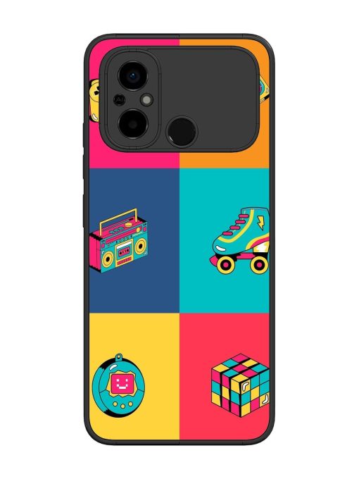 90S Throwback Grid Glossy Soft Edge Case for Poco C55 Chachhi