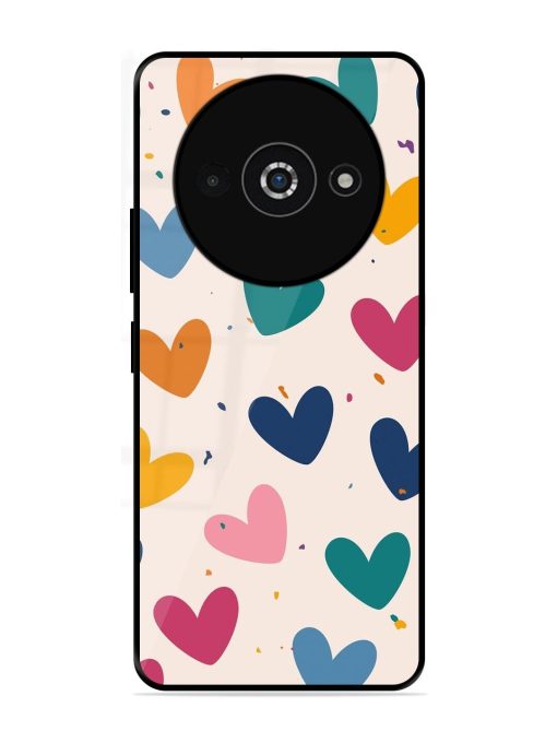 Rainbow Hearts Glossy Soft Edge Case for Poco C61 Chachhi