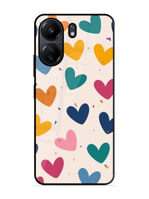 Rainbow Hearts Glossy Soft Edge Case for Poco C65 Chachhi