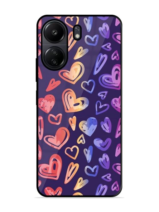 Rainbow Hearts Glossy Soft Edge Case for Poco C65 Chachhi