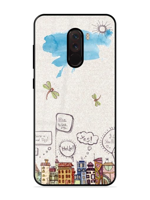 Doodle City Glossy Soft Edge Case for Poco F1 Chachhi