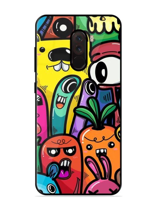 Whimsical Doodle Chaos Glossy Soft Edge Case for Poco F1 Chachhi