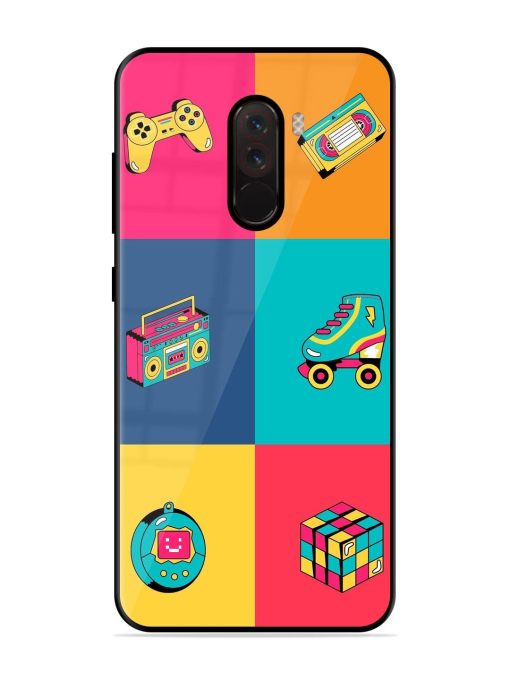 90S Throwback Grid Glossy Soft Edge Case for Poco F1 Chachhi