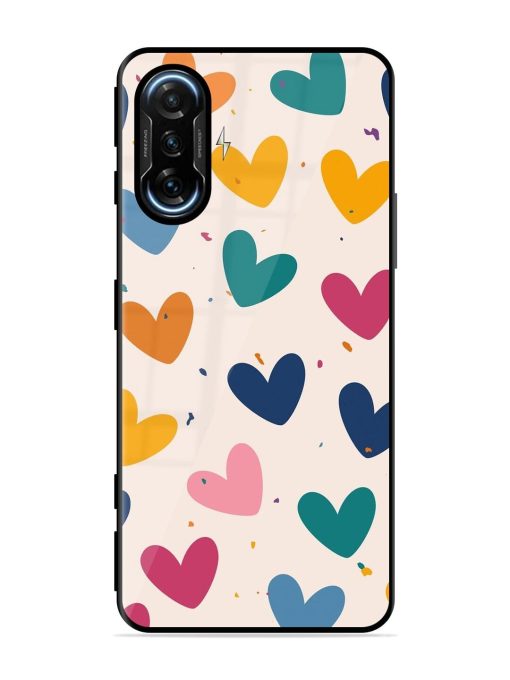 Rainbow Hearts Glossy Soft Edge Case for Poco F3 Gt (5G) Chachhi