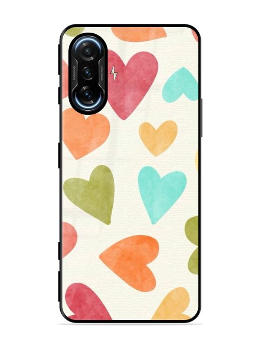 Watercolor Hearts Glossy Soft Edge Case for Poco F3 Gt (5G) Chachhi