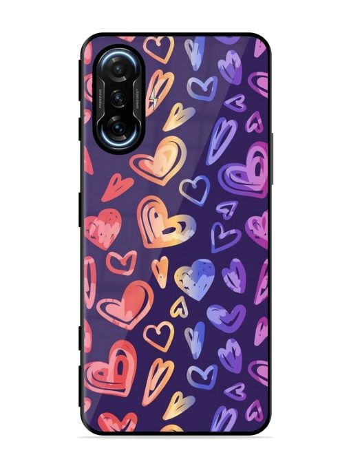 Rainbow Hearts Glossy Soft Edge Case for Poco F3 Gt (5G) Chachhi