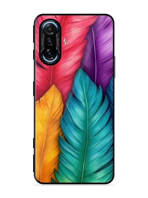 Rainbow Feathers Glossy Soft Edge Case for Poco F3 Gt (5G) Chachhi