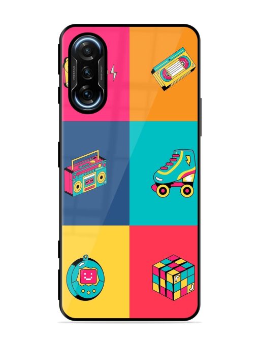 90S Throwback Grid Glossy Soft Edge Case for Poco F3 Gt (5G) Chachhi