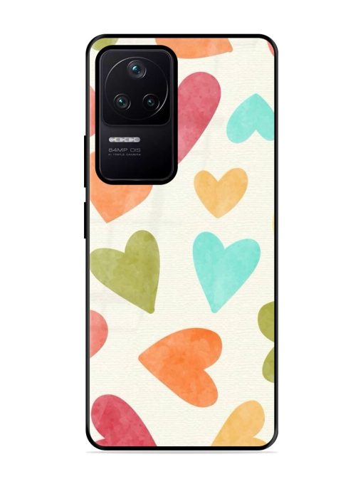 Watercolor Hearts Glossy Soft Edge Case for Poco F4 (5G)