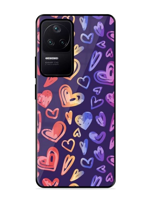 Rainbow Hearts Glossy Soft Edge Case for Poco F4 (5G) Chachhi