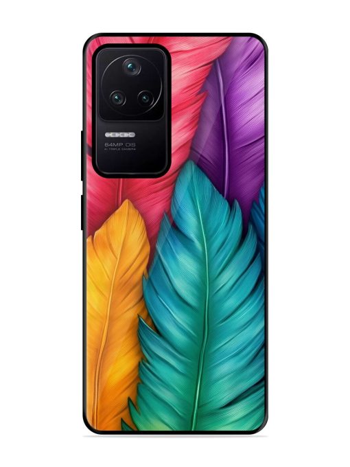 Rainbow Feathers Glossy Soft Edge Case for Poco F4 (5G) Chachhi