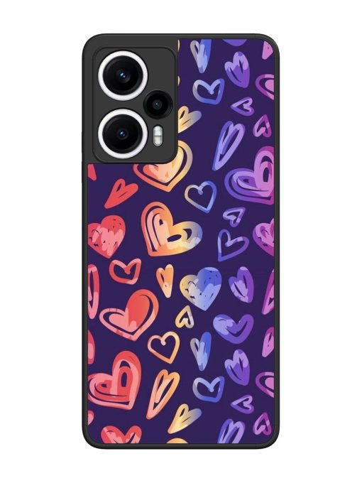 Rainbow Hearts Glossy Soft Edge Case for Poco F5 (5G) Chachhi