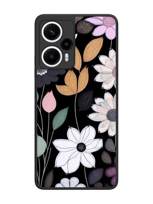 Whimsical Blooms On Black Glossy Soft Edge Case for Poco F5 (5G) Chachhi