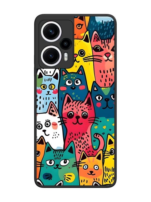 Feline Frenzy Glossy Soft Edge Case for Poco F5 (5G) Chachhi