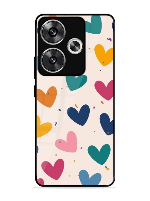 Rainbow Hearts Glossy Soft Edge Case for Poco F6 (5G) Chachhi