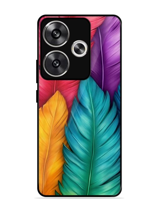 Rainbow Feathers Glossy Soft Edge Case for Poco F6 (5G) Chachhi