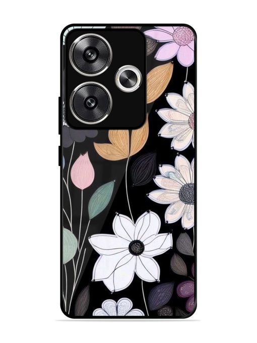 Whimsical Blooms On Black Glossy Soft Edge Case for Poco F6 (5G) Chachhi