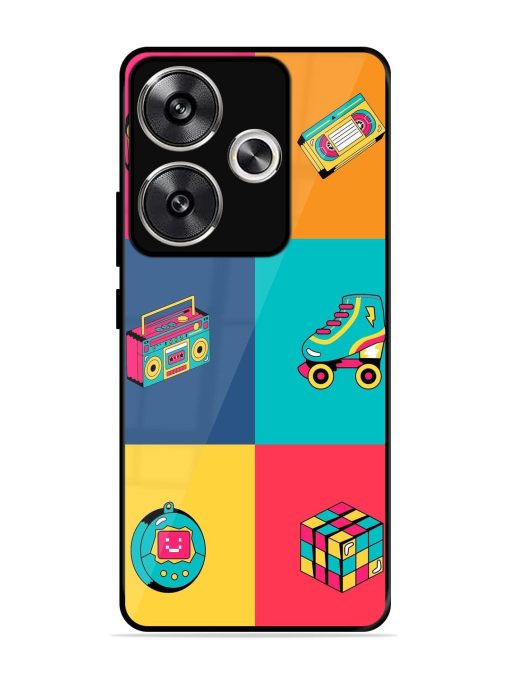 90S Throwback Grid Glossy Soft Edge Case for Poco F6 (5G) Chachhi