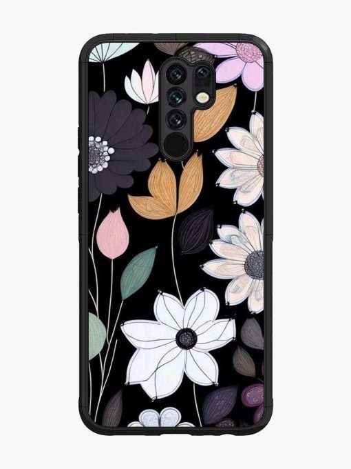 Whimsical Blooms On Black Glossy Soft Edge Case for Poco M2 Chachhi