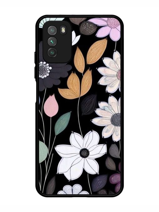 Whimsical Blooms On Black Glossy Soft Edge Case for Poco M3 Chachhi