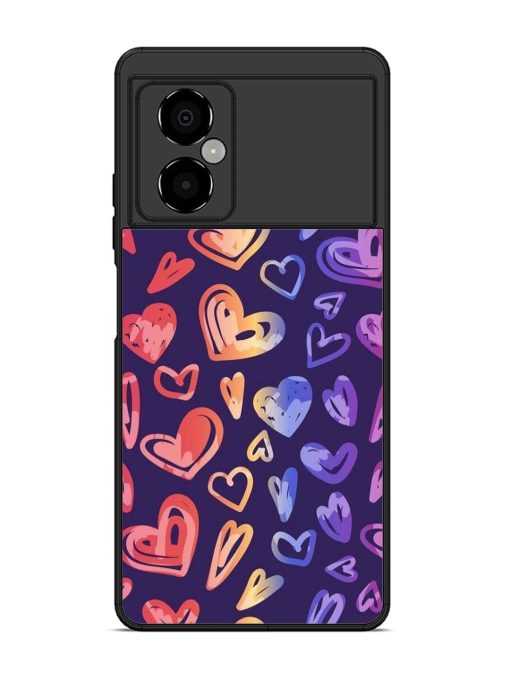 Rainbow Hearts Glossy Soft Edge Case for Poco M4 (5G) Chachhi