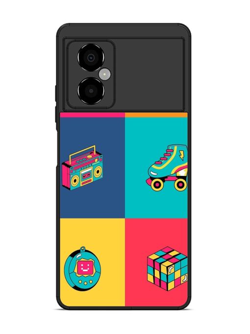 90S Throwback Grid Glossy Soft Edge Case for Poco M4 (5G) Chachhi