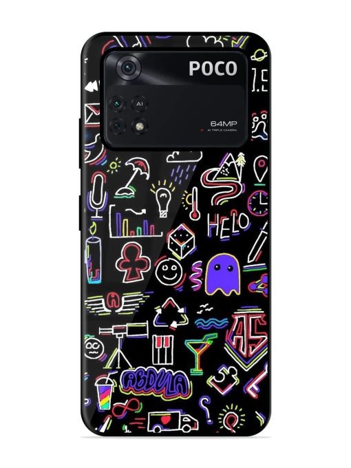 Neon Doodle Glossy Soft Edge Case for Poco M4 Pro (4G) Chachhi