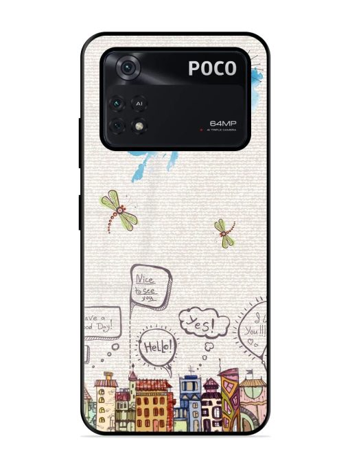 Doodle City Glossy Soft Edge Case for Poco M4 Pro (4G) Chachhi