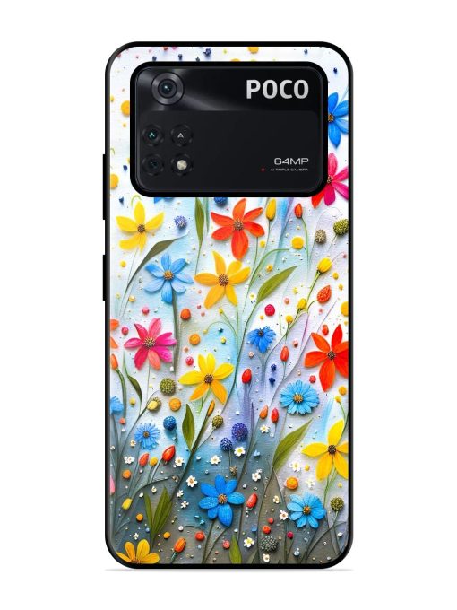 Vibrant Floral Glossy Soft Edge Case for Poco M4 Pro (4G) Chachhi