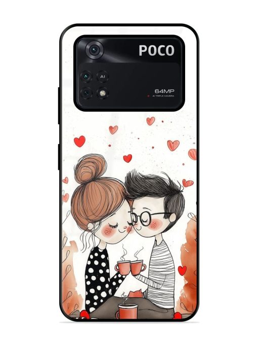 Couple Seating With Coffee Glossy Soft Edge Case for Poco M4 Pro (4G)