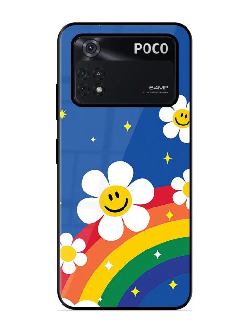 Happy Daisies And Rainbow Sky Glossy Soft Edge Case for Poco M4 Pro (4G) Chachhi