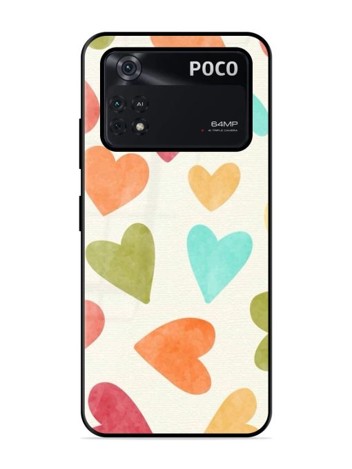 Watercolor Hearts Glossy Soft Edge Case for Poco M4 Pro (4G) Chachhi