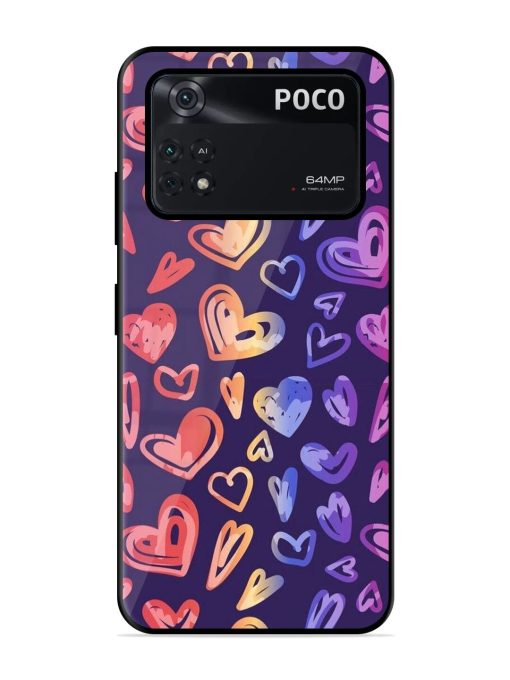 Rainbow Hearts Glossy Soft Edge Case for Poco M4 Pro (4G) Chachhi