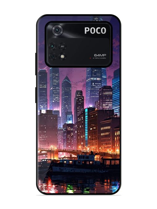 Neon Nightscape Glossy Soft Edge Case for Poco M4 Pro (4G) Chachhi