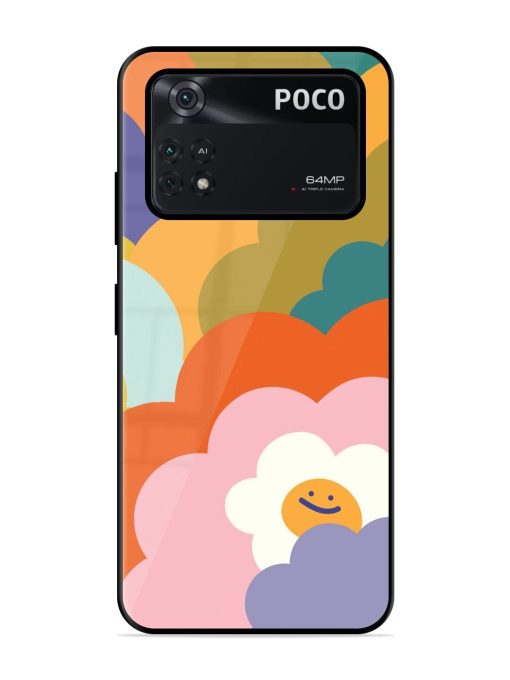 Happy Flower Power Glossy Soft Edge Case for Poco M4 Pro (4G) Chachhi