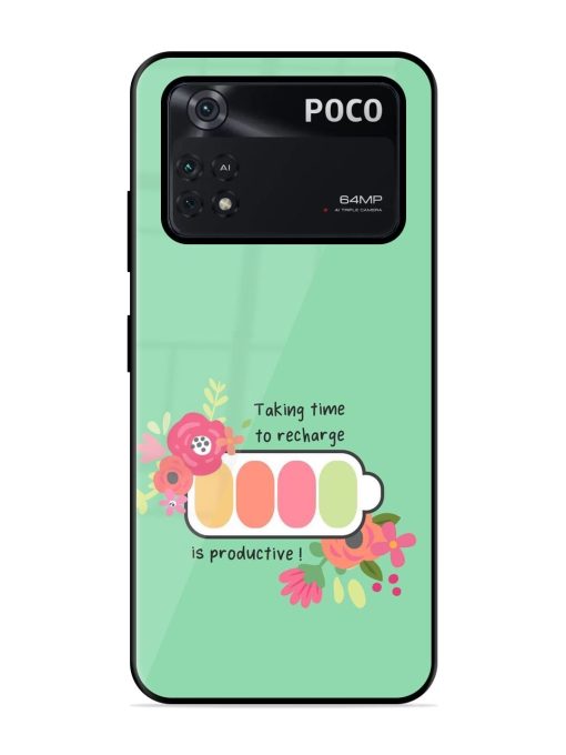 Recharge And Bloom Glossy Soft Edge Case for Poco M4 Pro (4G) Chachhi