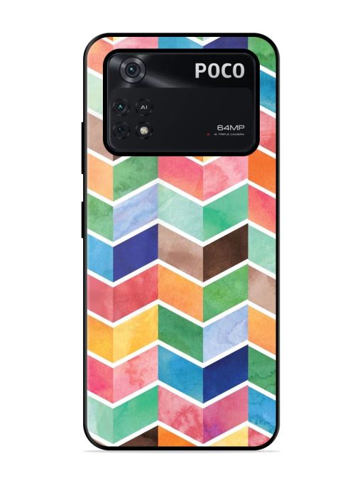 Watercolor Chevron Whimsy Glossy Soft Edge Case for Poco M4 Pro (4G) Chachhi