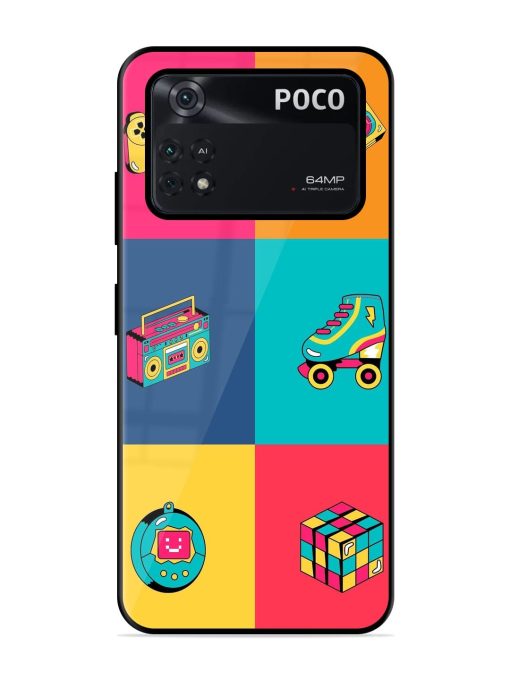 90S Throwback Grid Glossy Soft Edge Case for Poco M4 Pro (4G) Chachhi