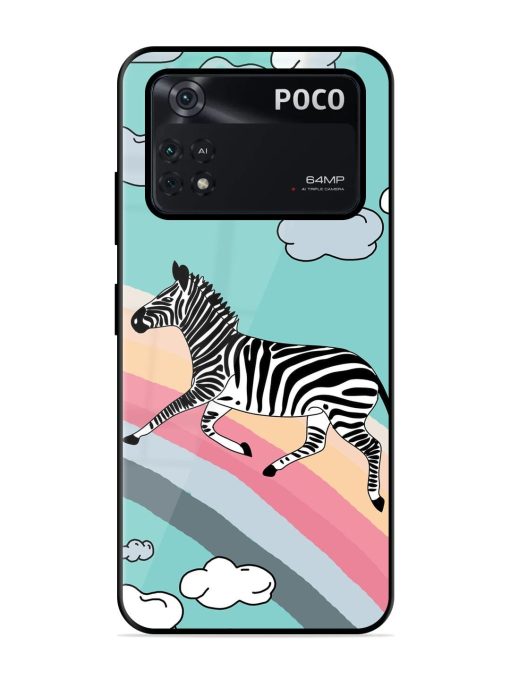 Zebra On A Rainbow Glossy Soft Edge Case for Poco M4 Pro (4G) Chachhi