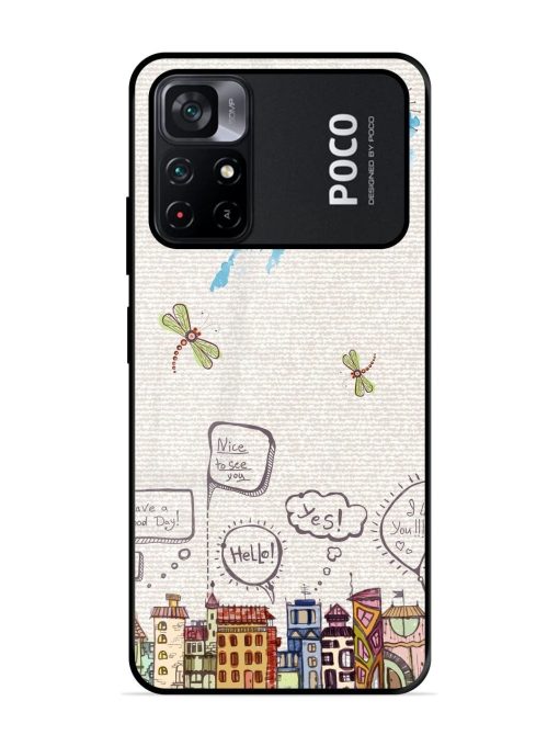 Doodle City Glossy Soft Edge Case for Poco M4 Pro (5G) Chachhi