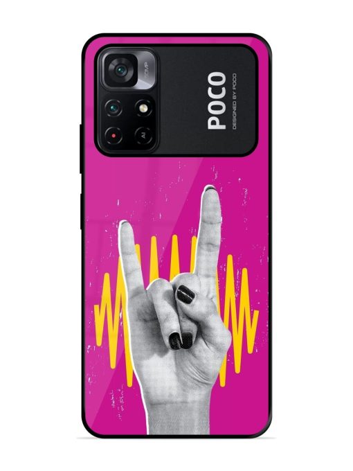 Rock Hand Glossy Soft Edge Case for Poco M4 Pro (5G) Chachhi