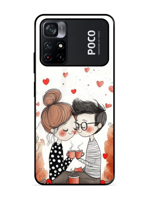 Couple Seating With Coffee Glossy Soft Edge Case for Poco M4 Pro (5G) Chachhi